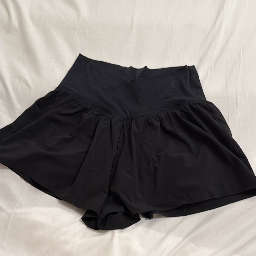 Aerie Black Skorts with Cross Waistband